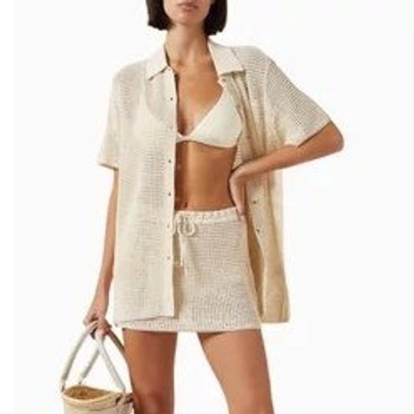 Good American Crochet Mini Skirt Women's L Ecru Boho Beach Vacation Resortwear - Picture 2 of 12